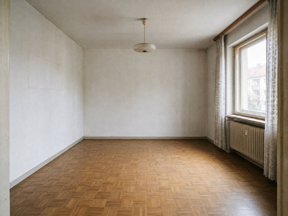 Leergeräumte Wohnung nach der Entrümpelung